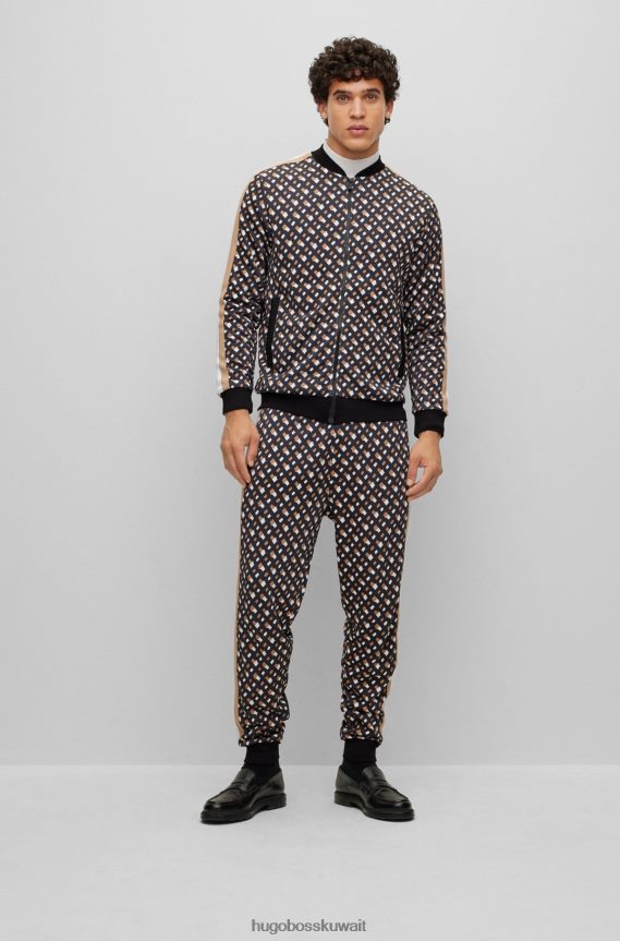 4TFNJN1000 منقوشة Hugo Boss سويت شيرت منقوش بسحاب مع طبعة هوغو مونوغرام