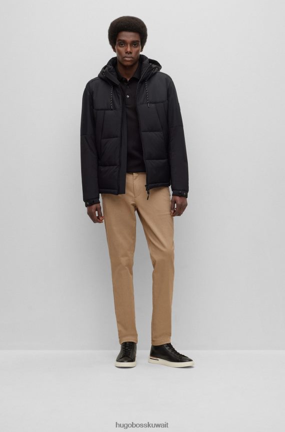 4TFNJN1001 أسود Hugo Boss قميص بولو من القطن العضوي مع شعار مطرز باللون الأسود