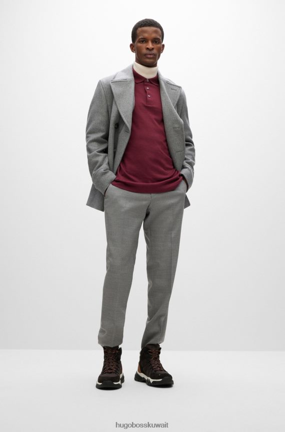 4TFNJN1002 احمر غامق Hugo Boss قميص بولو من القطن العضوي باللون الأحمر الداكن مع شعار مطرز