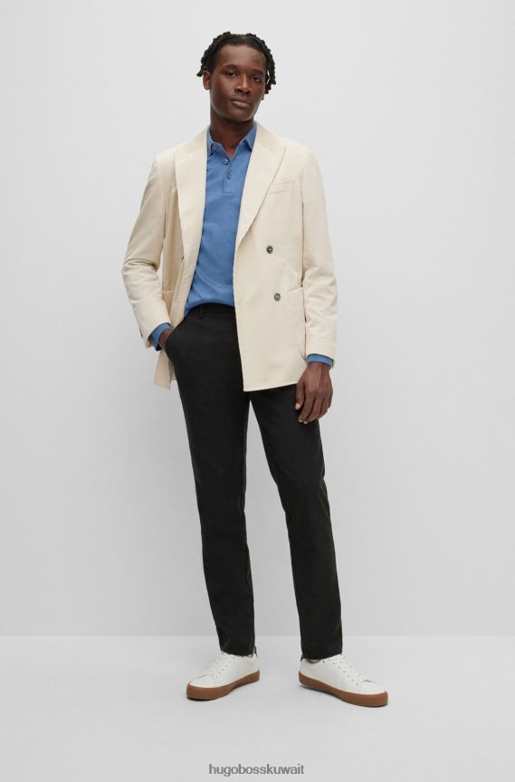 4TFNJN1003 أزرق Hugo Boss قميص بولو من القطن العضوي باللون الأزرق من Hugo مع شعار مطرز