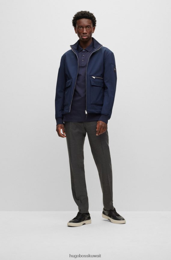 4TFNJN1004 أزرق غامق Hugo Boss قميص بولو من القطن العضوي من Hugo مع شعار مطرز باللون الأزرق الداكن