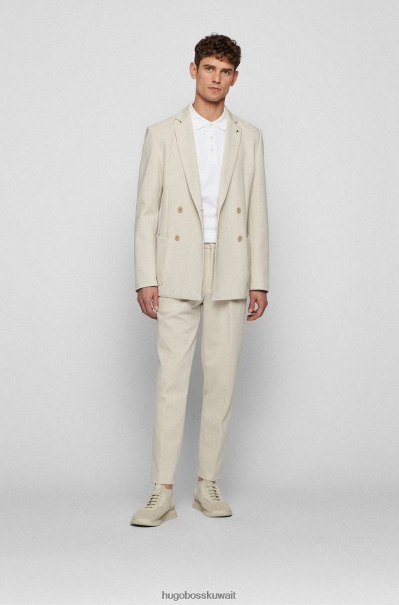 4TFNJN1006 أبيض Hugo Boss قميص بولو من القطن العضوي الأبيض مع شعار هوغو مطرز