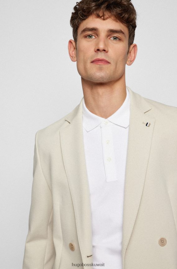 4TFNJN1006 أبيض Hugo Boss قميص بولو من القطن العضوي الأبيض مع شعار هوغو مطرز