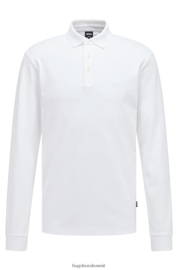 4TFNJN1006 أبيض Hugo Boss قميص بولو من القطن العضوي الأبيض مع شعار هوغو مطرز