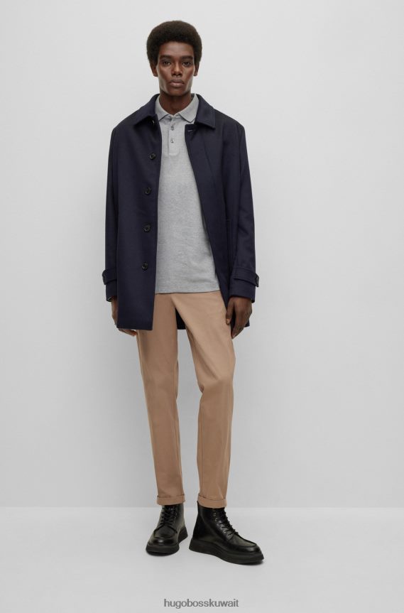 4TFNJN1007 رمادي فاتح Hugo Boss قميص بولو من القطن العضوي مع شعار هوغو مطرز باللون الرمادي الفاتح