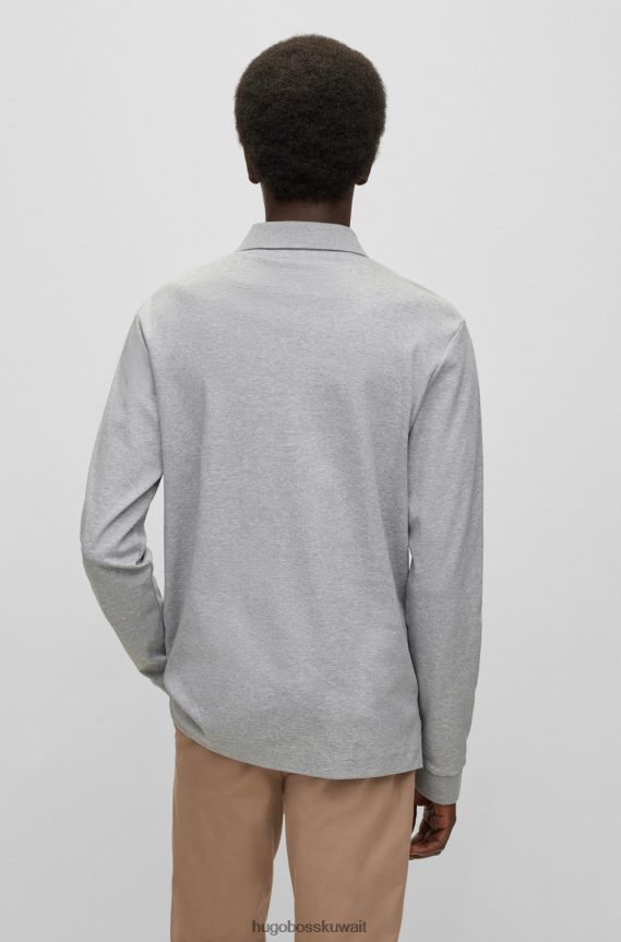 4TFNJN1007 رمادي فاتح Hugo Boss قميص بولو من القطن العضوي مع شعار هوغو مطرز باللون الرمادي الفاتح