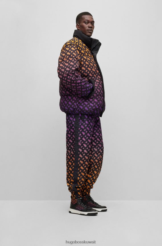 4TFNJN1016 منقوشة Hugo Boss سترة ذات وجهين x khaby مقاومة للماء ومزينة بحروف متدرجة