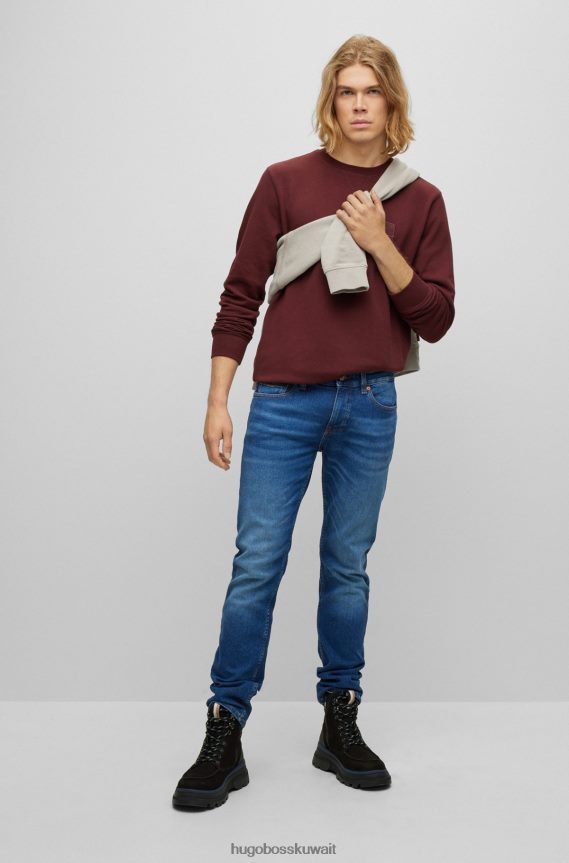 4TFNJN1019 أزرق Hugo Boss بنطلون جينز هوغو أزرق بقصة ضيقة من قماش الدنيم المريح باللون الأزرق المتوسط