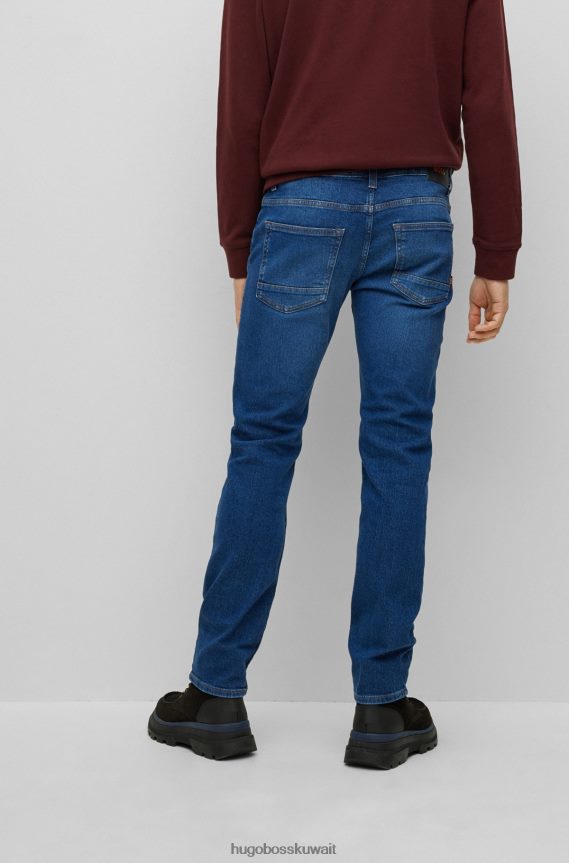 4TFNJN1019 أزرق Hugo Boss بنطلون جينز هوغو أزرق بقصة ضيقة من قماش الدنيم المريح باللون الأزرق المتوسط