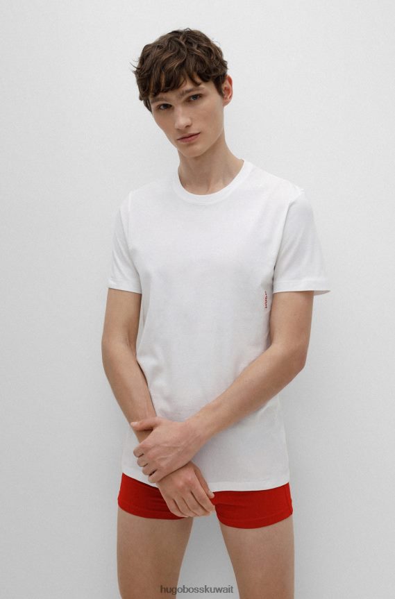 4TFNJN1030 أبيض Hugo Boss Hugo حزمة من قطعتين من تي شيرتات الملابس الداخلية القطنية باللون الأبيض مع شعار عمودي