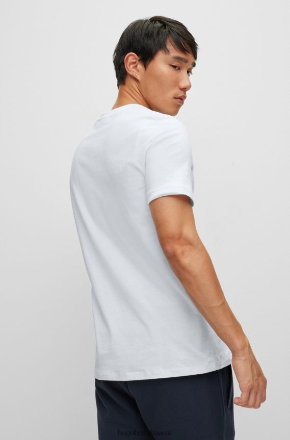 4TFNJN1031 أحمر فاتح Hugo Boss Hugo حزمة من قطعتين من تي شيرتات الملابس الداخلية القطنية باللون الأحمر الفاتح مع شعار عمودي