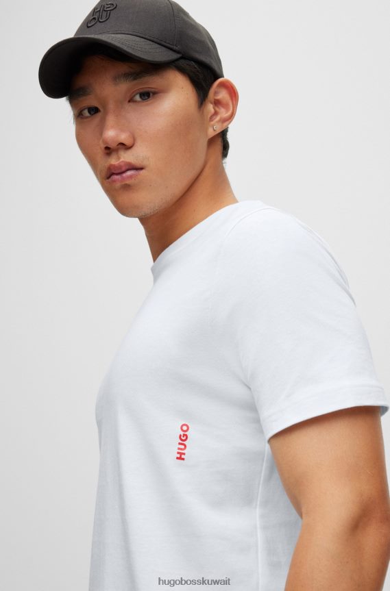 4TFNJN1031 أحمر فاتح Hugo Boss Hugo حزمة من قطعتين من تي شيرتات الملابس الداخلية القطنية باللون الأحمر الفاتح مع شعار عمودي