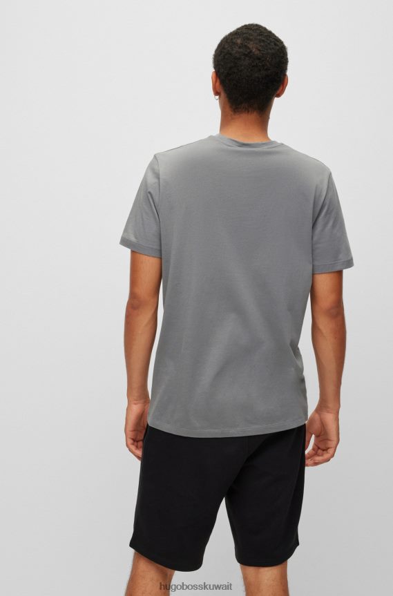 4TFNJN1037 أسود/رمادي Hugo Boss Hugo حزمة من قطعتين من تي شيرتات الملابس الداخلية القطنية باللون الأسود مع شعار عمودي