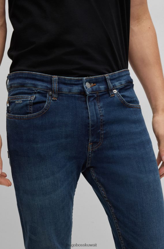 4TFNJN1042 أزرق غامق Hugo Boss جينز هوغو ذو قصة ضيقة باللون الأزرق الداكن من قماش الدنيم النيلي فائق التمدد