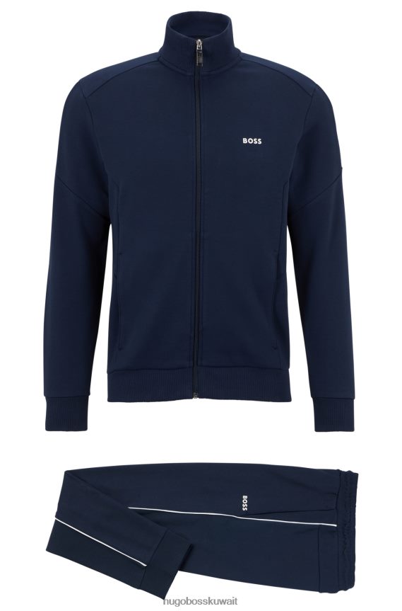 4TFNJN1043 أزرق غامق Hugo Boss بدلة رياضية بشعار Hugo باللون الأزرق الداكن ومصنوعة من القطن ذو وجهين