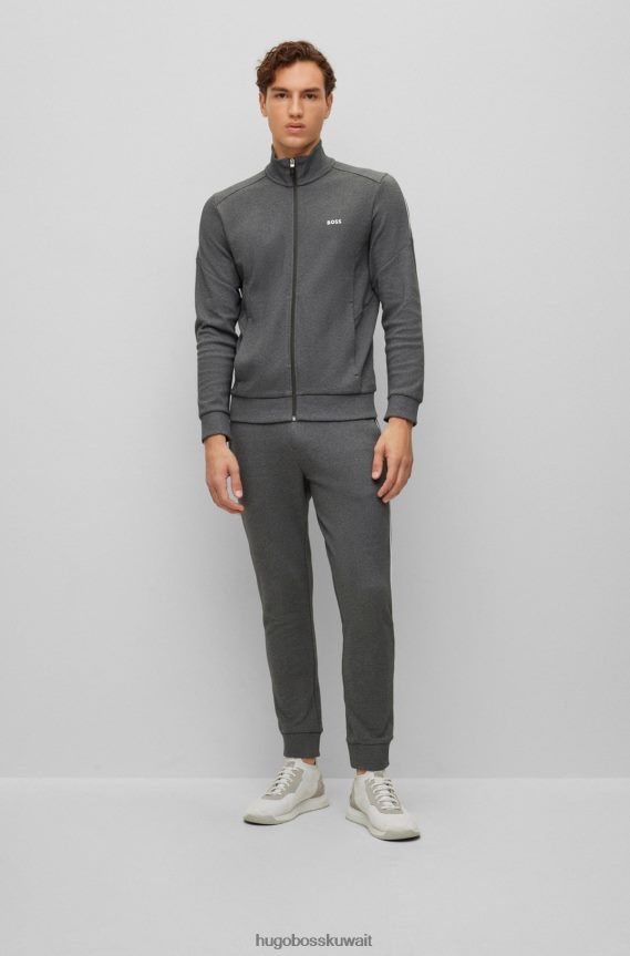4TFNJN1045 رمادي Hugo Boss بدلة رياضية ذات شعار بقصة عادية مصنوعة من القطن الرمادي على الوجهين