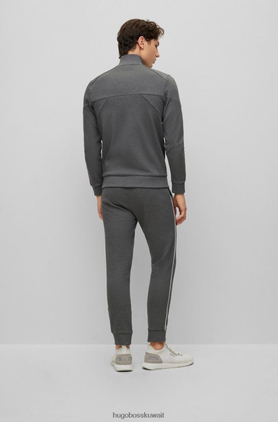 4TFNJN1045 رمادي Hugo Boss بدلة رياضية ذات شعار بقصة عادية مصنوعة من القطن الرمادي على الوجهين