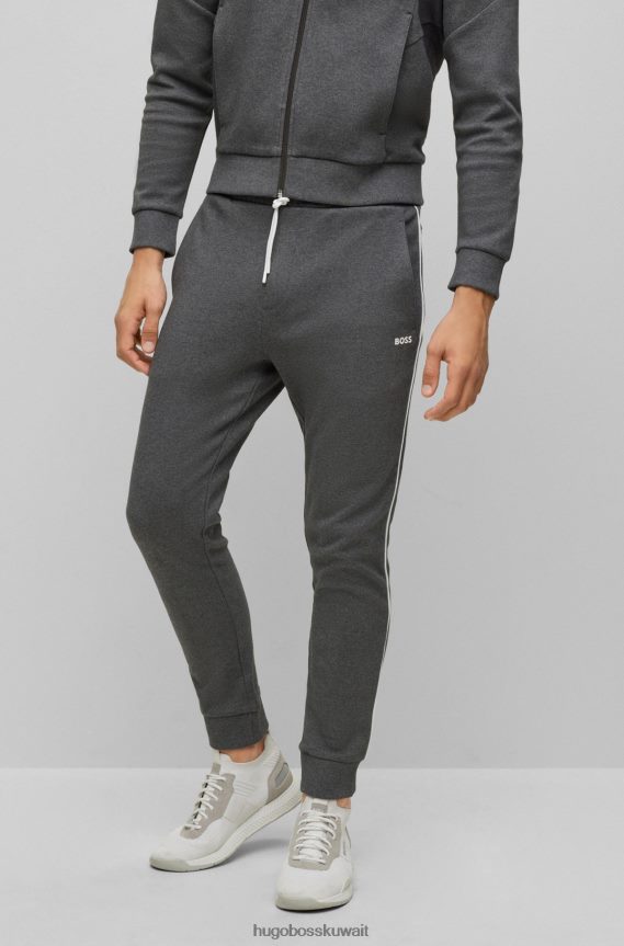 4TFNJN1045 رمادي Hugo Boss بدلة رياضية ذات شعار بقصة عادية مصنوعة من القطن الرمادي على الوجهين