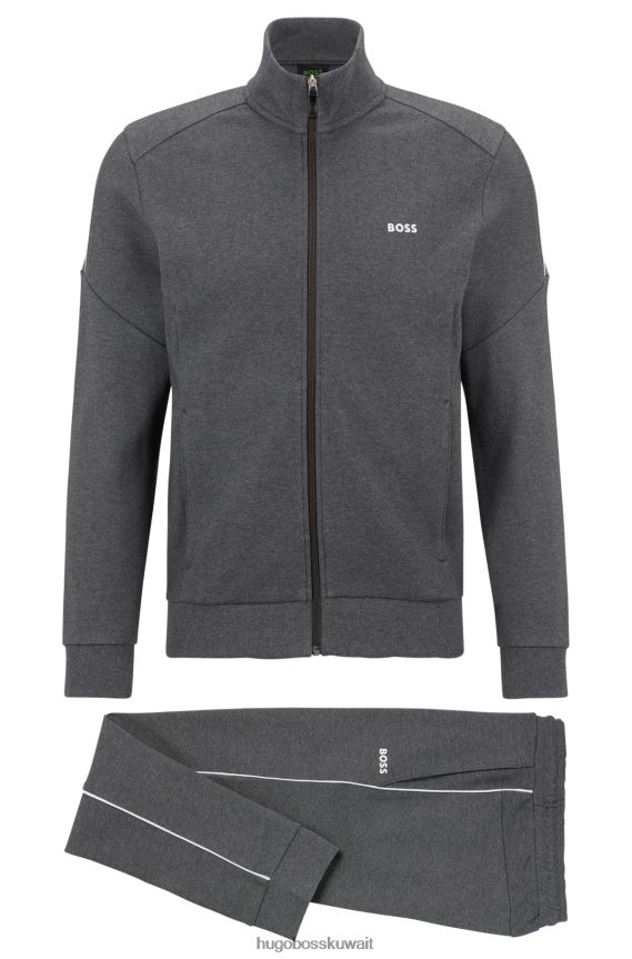 4TFNJN1045 رمادي Hugo Boss بدلة رياضية ذات شعار بقصة عادية مصنوعة من القطن الرمادي على الوجهين