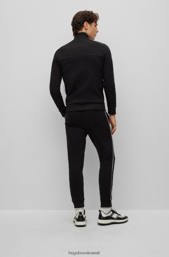 4TFNJN1046 أسود Hugo Boss بدلة رياضية سوداء بشعار الماركة بقصة عادية مصنوعة من قطن هوغو مزدوج الوجه