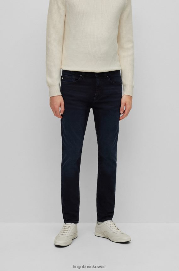 4TFNJN1047 أزرق غامق Hugo Boss بنطال جينز ضيق باللون الأزرق والأسود من قماش الدنيم المطاطي المريح هوغو باللون الأزرق الداكن