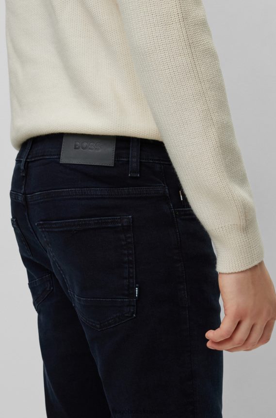 4TFNJN1047 أزرق غامق Hugo Boss بنطال جينز ضيق باللون الأزرق والأسود من قماش الدنيم المطاطي المريح هوغو باللون الأزرق الداكن
