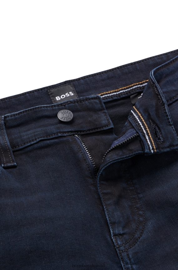 4TFNJN1047 أزرق غامق Hugo Boss بنطال جينز ضيق باللون الأزرق والأسود من قماش الدنيم المطاطي المريح هوغو باللون الأزرق الداكن