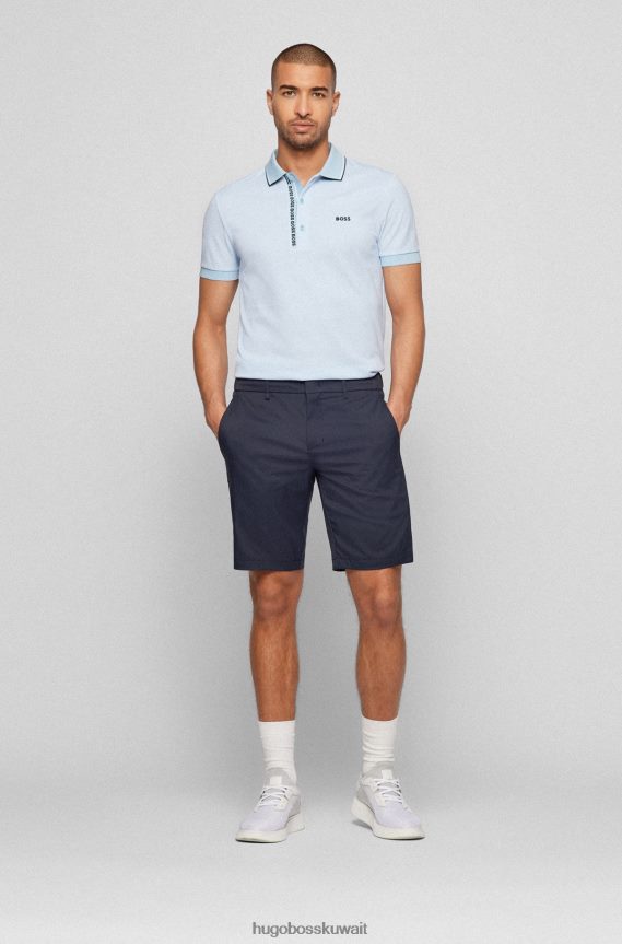 4TFNJN1052 أزرق فاتح Hugo Boss قميص بولو أزرق فاتح بقصة ضيقة مع فتحة هوغو تحمل العلامة التجارية