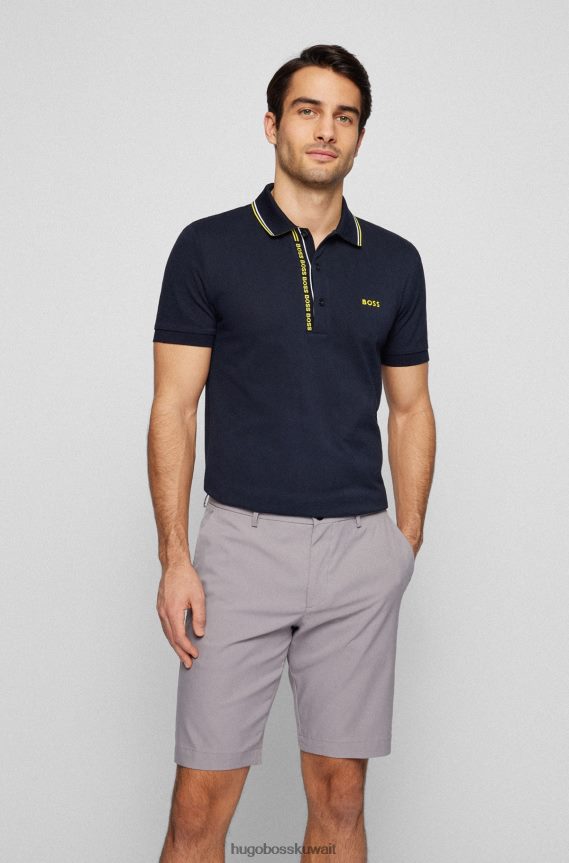 4TFNJN1055 أزرق غامق Hugo Boss قميص بولو من Hugo باللون الأزرق الداكن ذو قصة ضيقة مع فتحة تحمل العلامة التجارية