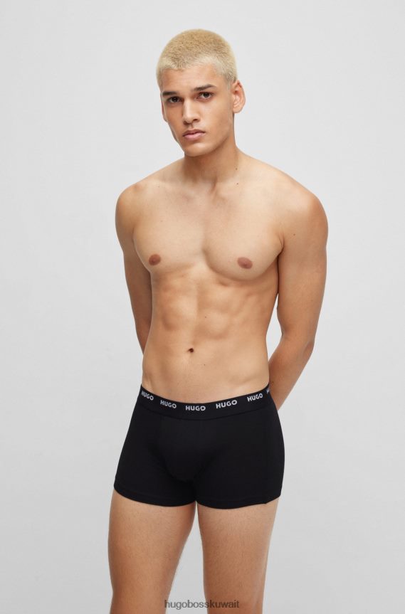 4TFNJN1066 أسود Hugo Boss مجموعة من خمسة سراويل هوغو سوداء من القطن المطاطي مع أحزمة خصر تحمل الشعار