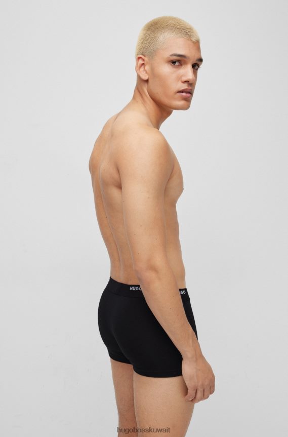 4TFNJN1066 أسود Hugo Boss مجموعة من خمسة سراويل هوغو سوداء من القطن المطاطي مع أحزمة خصر تحمل الشعار