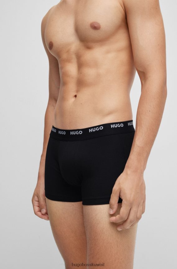 4TFNJN1066 أسود Hugo Boss مجموعة من خمسة سراويل هوغو سوداء من القطن المطاطي مع أحزمة خصر تحمل الشعار