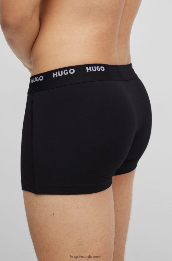 4TFNJN1066 أسود Hugo Boss مجموعة من خمسة سراويل هوغو سوداء من القطن المطاطي مع أحزمة خصر تحمل الشعار