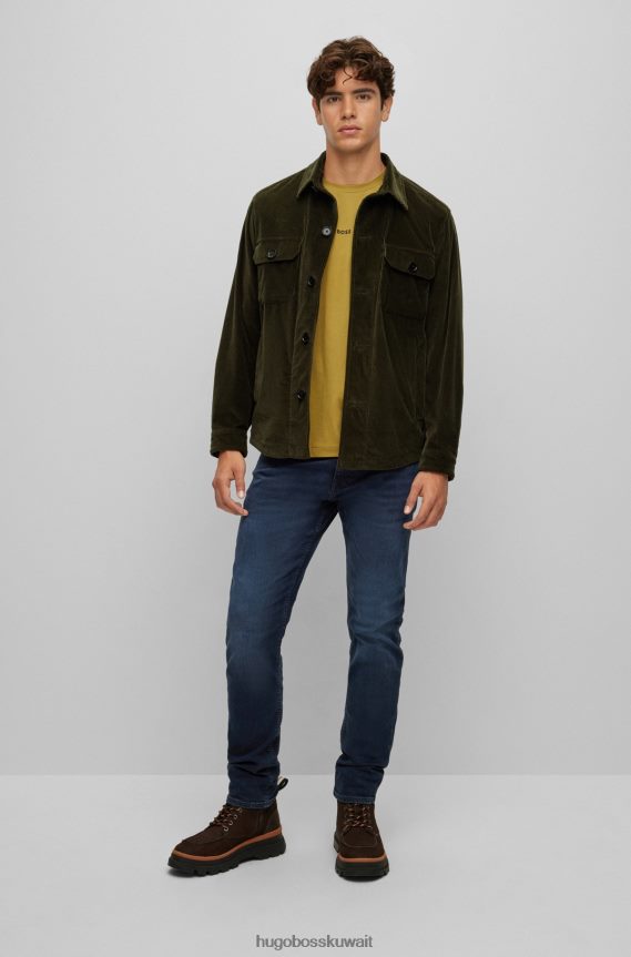 4TFNJN1070 أزرق غامق Hugo Boss جينز أزرق داكن بقصّة ضيّقة من قماش الدنيم المريح والمطاط باللون الأزرق والأسود