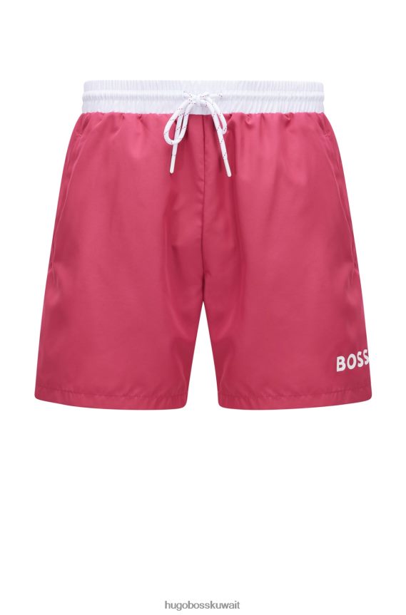 4TFNJN1072 لون القرنفل Hugo Boss شورت سباحة بشعار متباين باللون الوردي من Hugo مصنوع من مادة معاد تدويرها