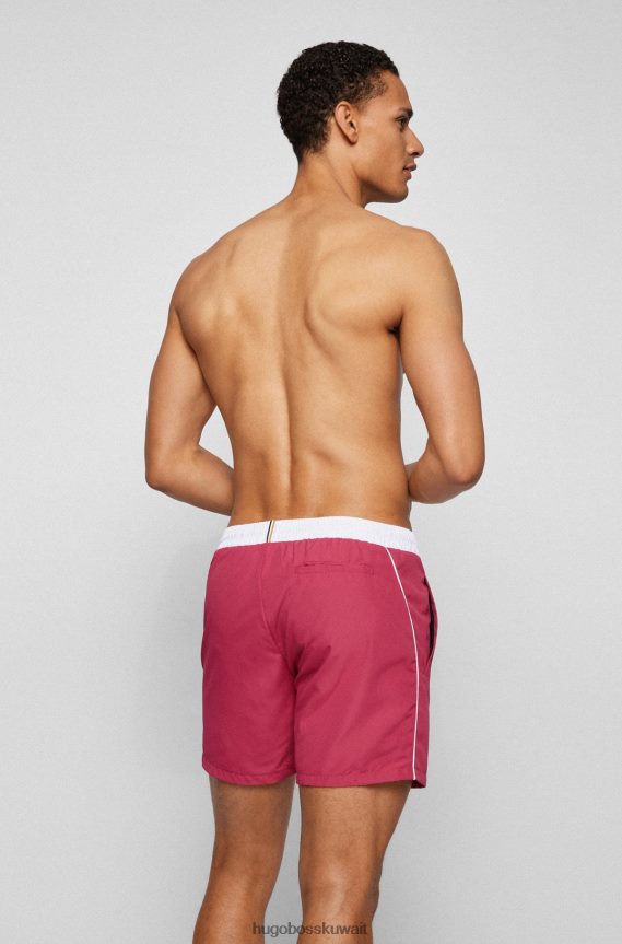 4TFNJN1072 لون القرنفل Hugo Boss شورت سباحة بشعار متباين باللون الوردي من Hugo مصنوع من مادة معاد تدويرها