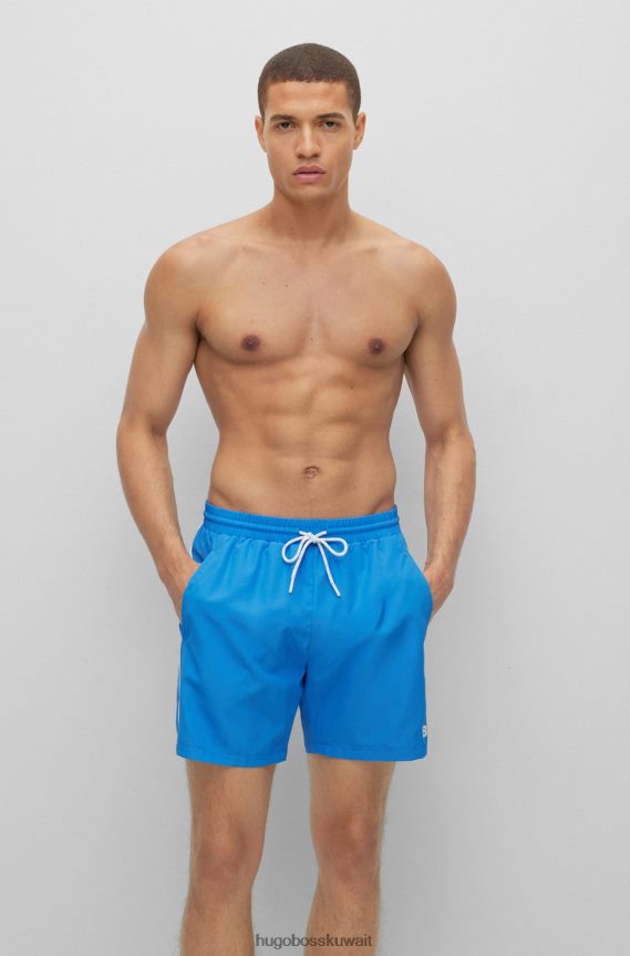 4TFNJN1078 أزرق Hugo Boss شورت سباحة بشعار متباين من Hugo باللون الأزرق مصنوع من مواد معاد تدويرها