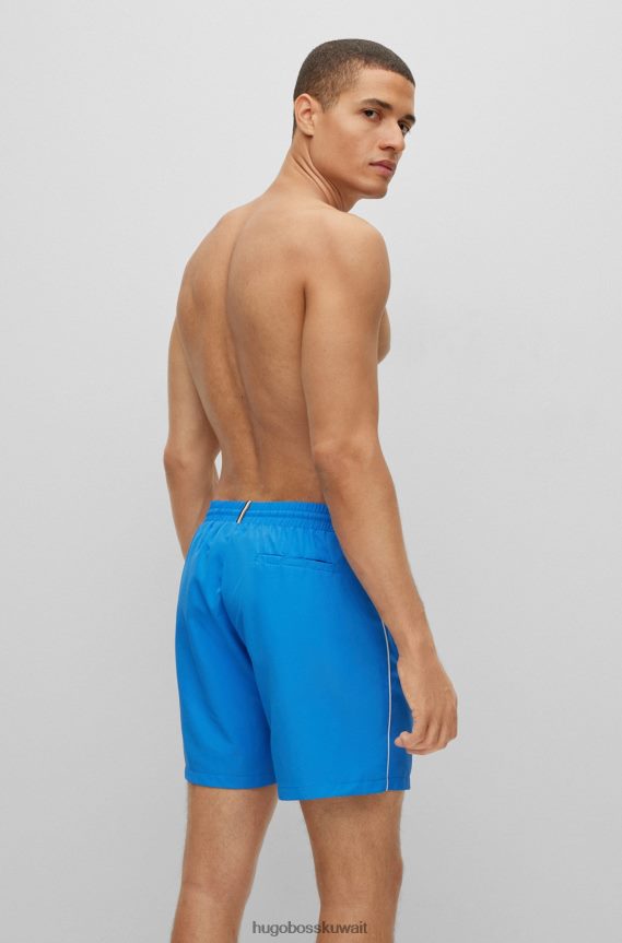 4TFNJN1078 أزرق Hugo Boss شورت سباحة بشعار متباين من Hugo باللون الأزرق مصنوع من مواد معاد تدويرها