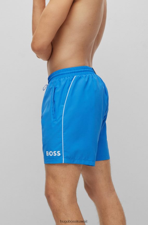 4TFNJN1078 أزرق Hugo Boss شورت سباحة بشعار متباين من Hugo باللون الأزرق مصنوع من مواد معاد تدويرها