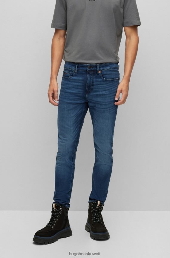 4TFNJN1083 أزرق Hugo Boss بنطال جينز ضيق باللون الأزرق والأسود من قماش الدنيم المطاطي المريح باللون الأزرق هوغو