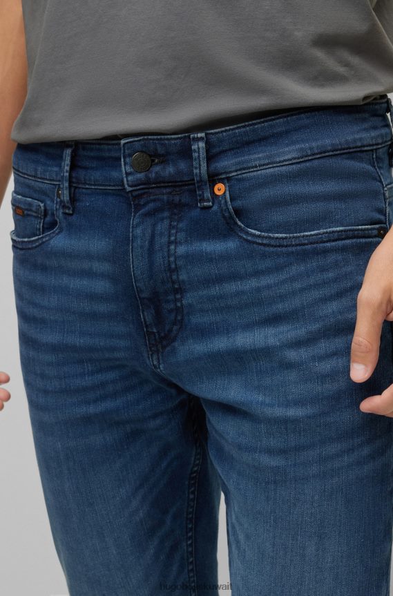 4TFNJN1083 أزرق Hugo Boss بنطال جينز ضيق باللون الأزرق والأسود من قماش الدنيم المطاطي المريح باللون الأزرق هوغو