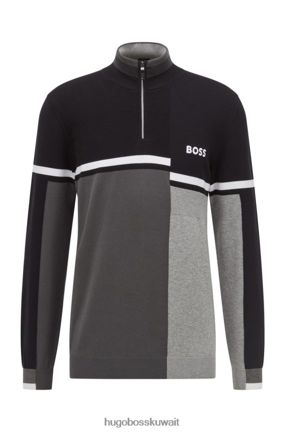 4TFNJN108 أسود/رمادي/أحمر Hugo Boss نصف زرريم 50465707 أسود