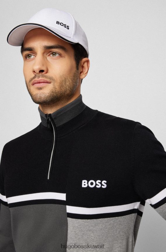 4TFNJN108 أسود/رمادي/أحمر Hugo Boss نصف زرريم 50465707 أسود
