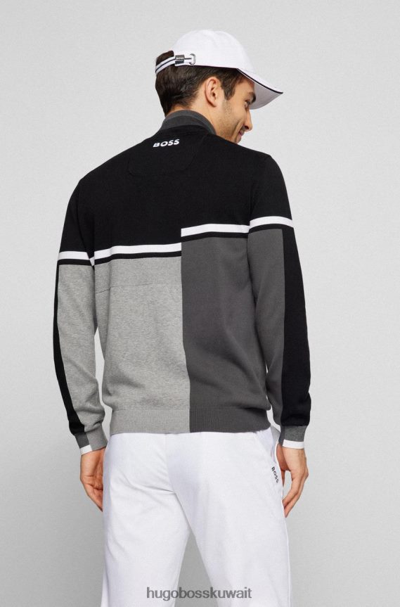 4TFNJN108 أسود/رمادي/أحمر Hugo Boss نصف زرريم 50465707 أسود