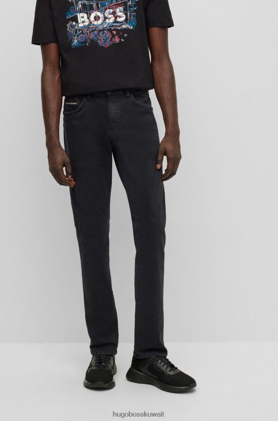 4TFNJN1091 الرمادي الداكن Hugo Boss جينز هوغو ذو قصة ضيقة باللون الرمادي الداكن من قماش الدنيم الأسود المغسول الناعم