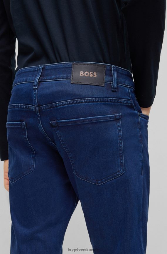 4TFNJN1092 أزرق غامق Hugo Boss جينز هوغو بقصة ضيقة باللون الأزرق من قماش الدنيم باللون الأزرق الداكن