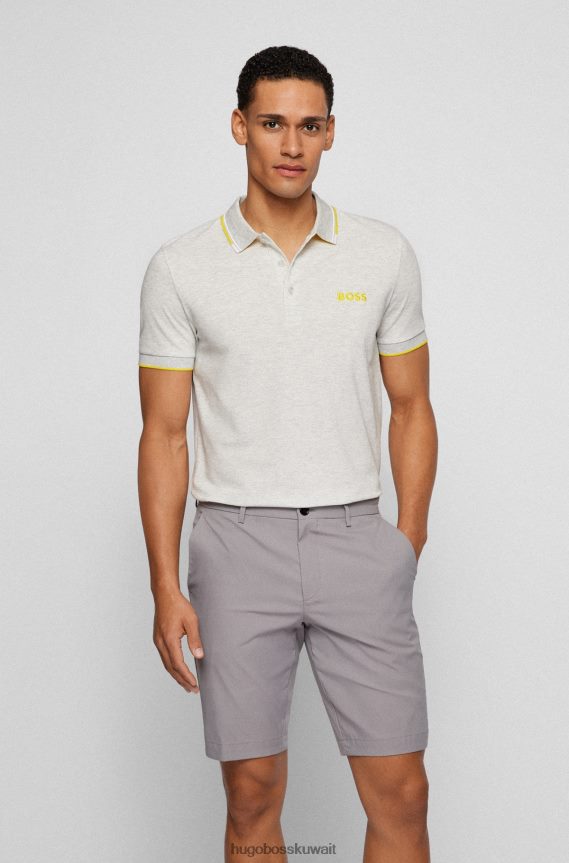 4TFNJN1102 رمادي فاتح Hugo Boss قميص بولو من مزيج القطن من Hugo باللون الرمادي الفاتح مع تفاصيل متباينة