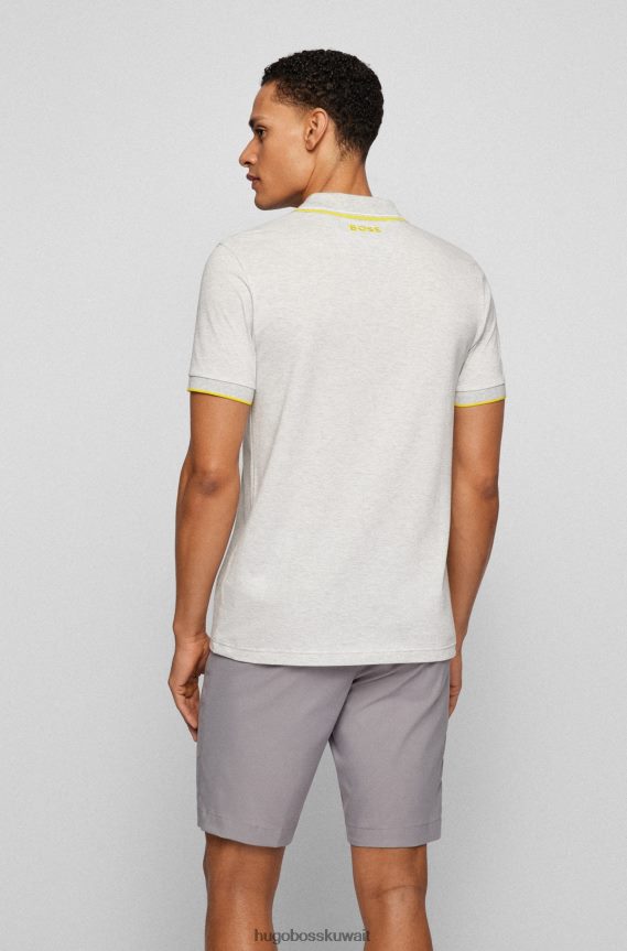 4TFNJN1102 رمادي فاتح Hugo Boss قميص بولو من مزيج القطن من Hugo باللون الرمادي الفاتح مع تفاصيل متباينة