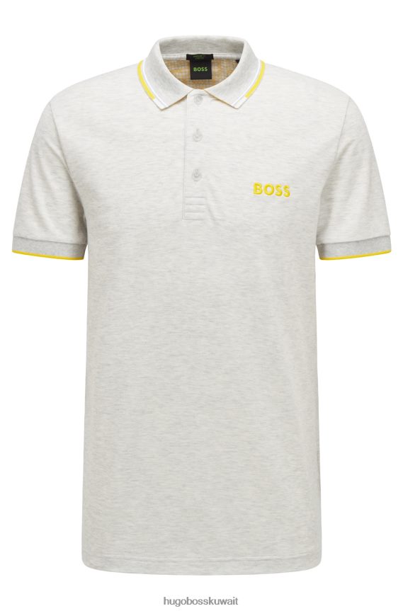 4TFNJN1102 رمادي فاتح Hugo Boss قميص بولو من مزيج القطن من Hugo باللون الرمادي الفاتح مع تفاصيل متباينة