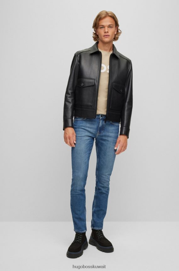 4TFNJN1109 البيج الفاتح Hugo Boss تي شيرت هوغو من الجيرسي القطني باللون البيج الفاتح مع شعار مطبوع بالمطاط